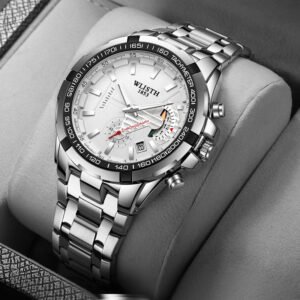 Men's waterproof quartz analog sports watch with bold dial
