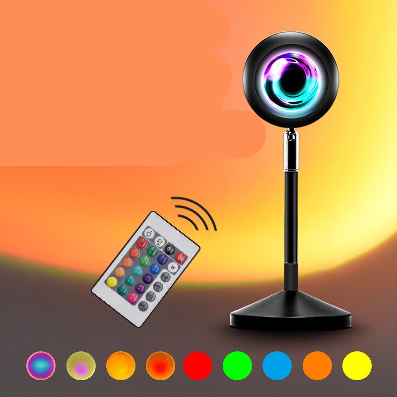 Rainbow sunset projector lamp with remote control