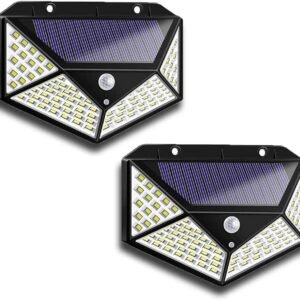 Solar Outdoor Lights 2-Pack – Motion Sensor Security Wall Lights, IP65 Waterproof