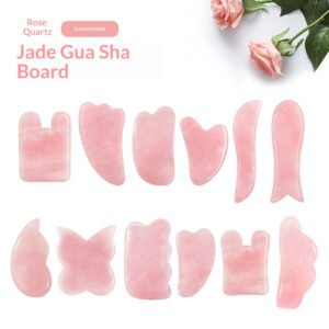Rose Quartz & Jade Gua Sha Facial Massage Stone – Sculpt, De-Puff & Glow