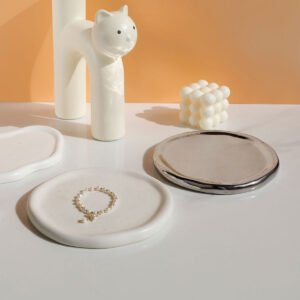 Irregular ceramic jewelry tray white cloud shape