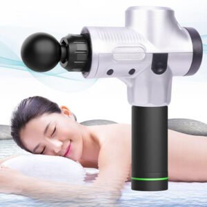 Percussion deep tissue massage gun with interchangeable heads for muscle recovery