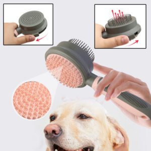 Self-Cleaning Slicker Brush – One-Click Pet Hair Removal for Dogs & Cats