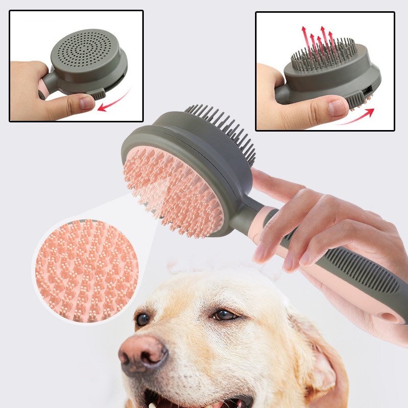 Self-Cleaning Slicker Brush – One-Click Pet Hair Removal for Dogs & Cats